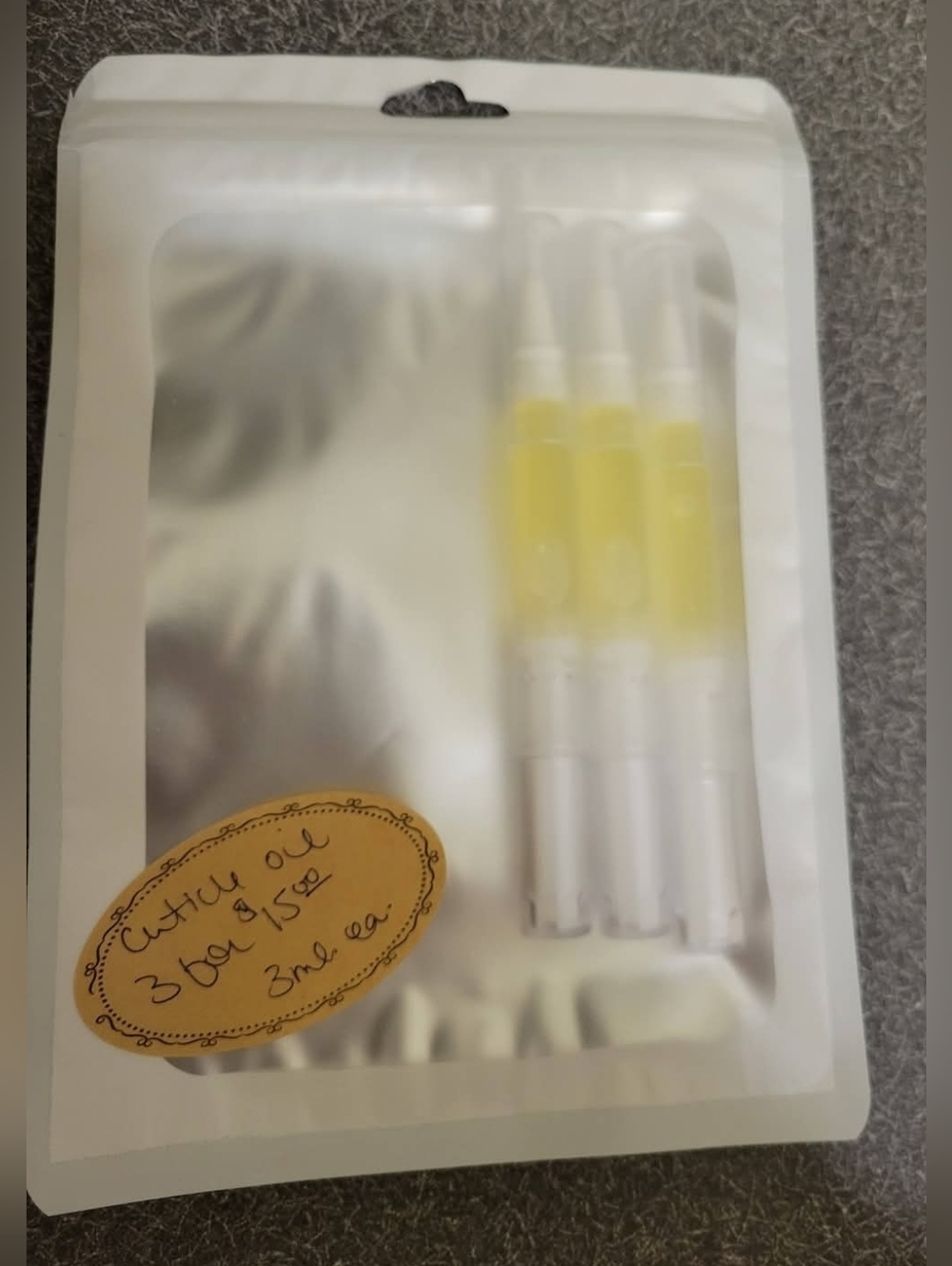 Package Of 3 Handcrafted All-Natural Cuticle Oil- Brush Pen- NEW